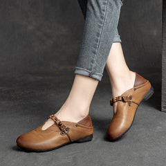 Women Retro Soft Leather Casual Flats Newgew Shoes