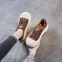Women Fashion Leather Thick Soled Casual Shoes Newgew Shoes