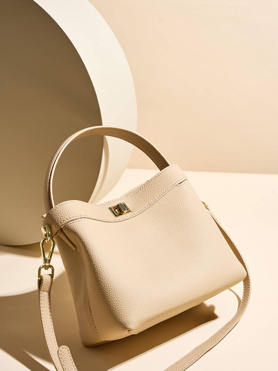 Women Minimalist Fashion Leather Bucket Bag Newgew Shoes