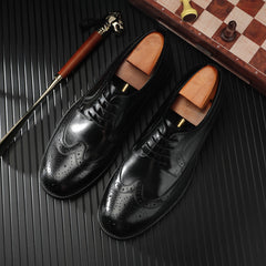 Men Classic Embossing Patchwork Cowhide Oxford Shoes Newgew Shoes