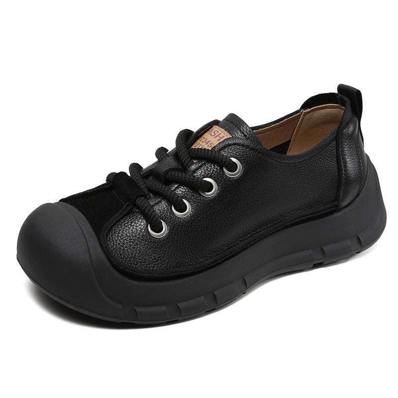 Women Retro Leather Soft Flat Casual Shoes Newgew Shoes