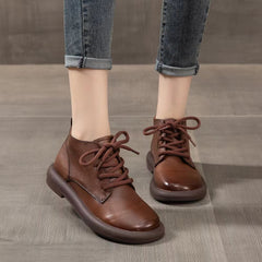 Women Ankle Flat Casual Cowhide Boots Newgew Shoes