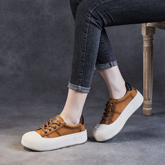 Women Fashion Leather Thick Soled Casual Shoes Newgew Shoes