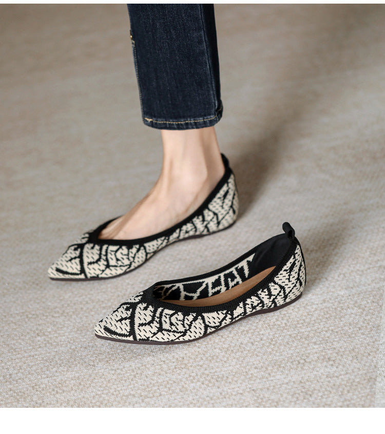 Pointed Knitted Egg Roll Flat Flying Woven Shoes NewGew