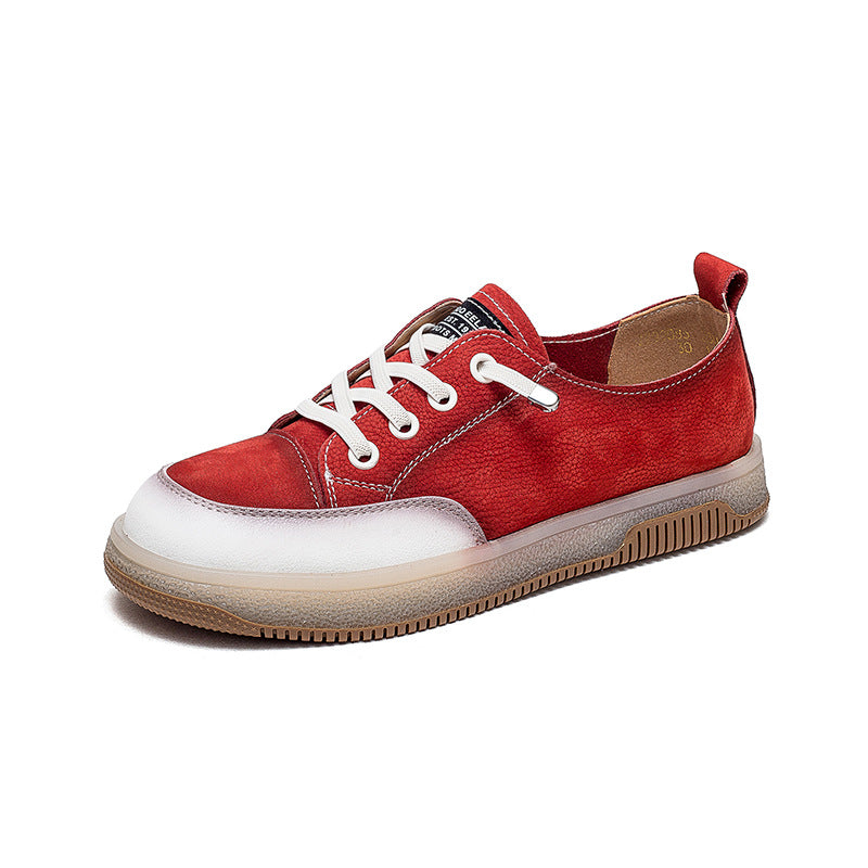 Women Retro Soft Leather Flat Casual Shoes Newgew Shoes