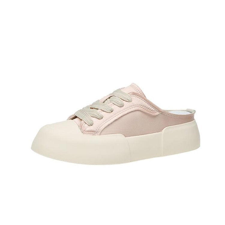 Women's Summer Thick Bottom Satin White Canvas Shoes Newgew