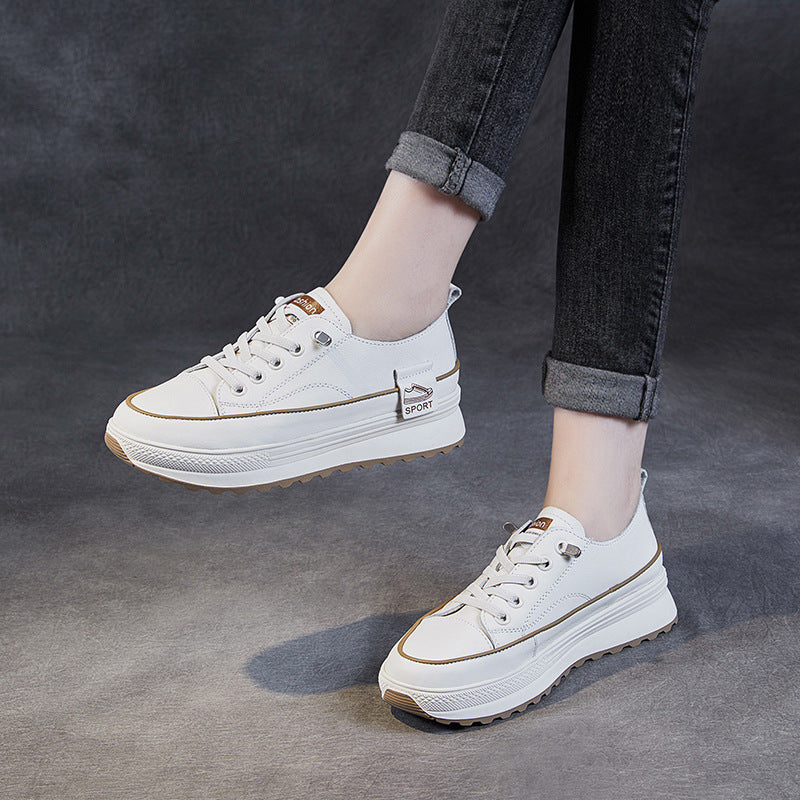 Women Fashion Leather Thick Soled Casual Shoes Newgew Shoes