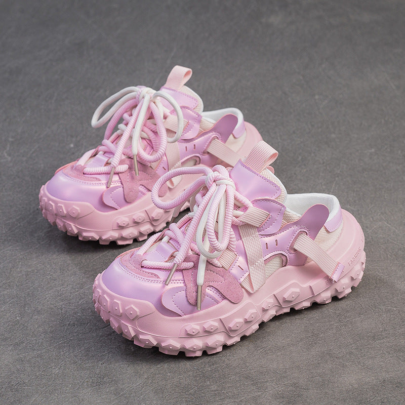 Women Retro Patchwork Low Top Platform Casual Shoes Newgew Shoes