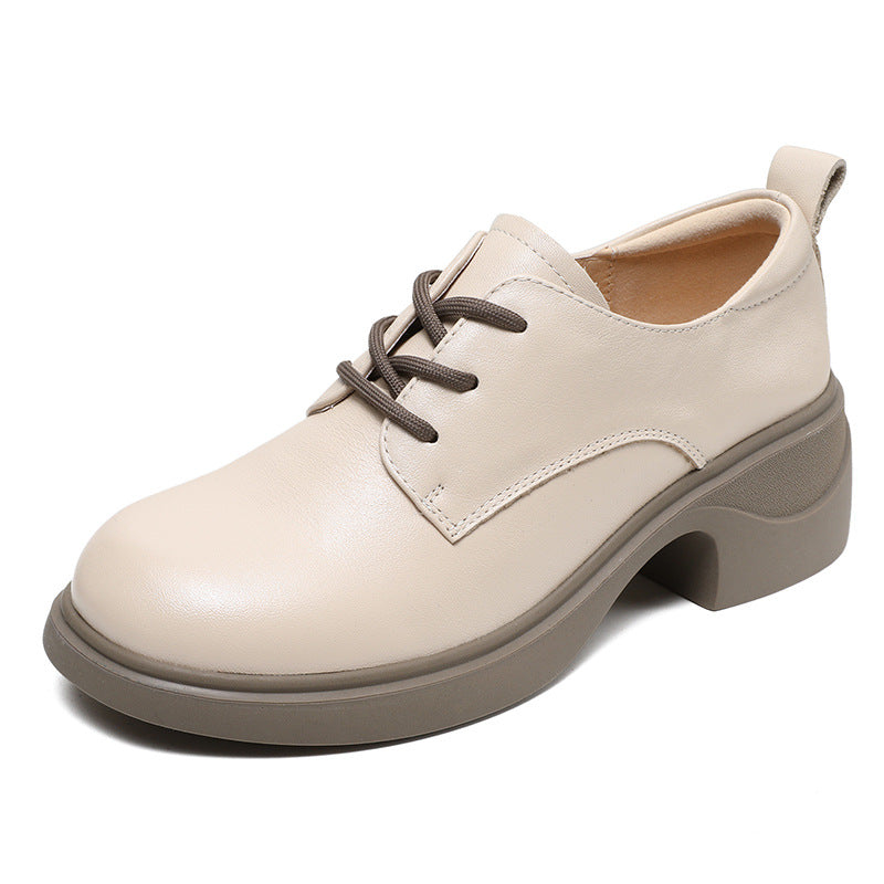 Women Minimalism Soft Leather Chunky Block Casual Shoes Newgew Shoes