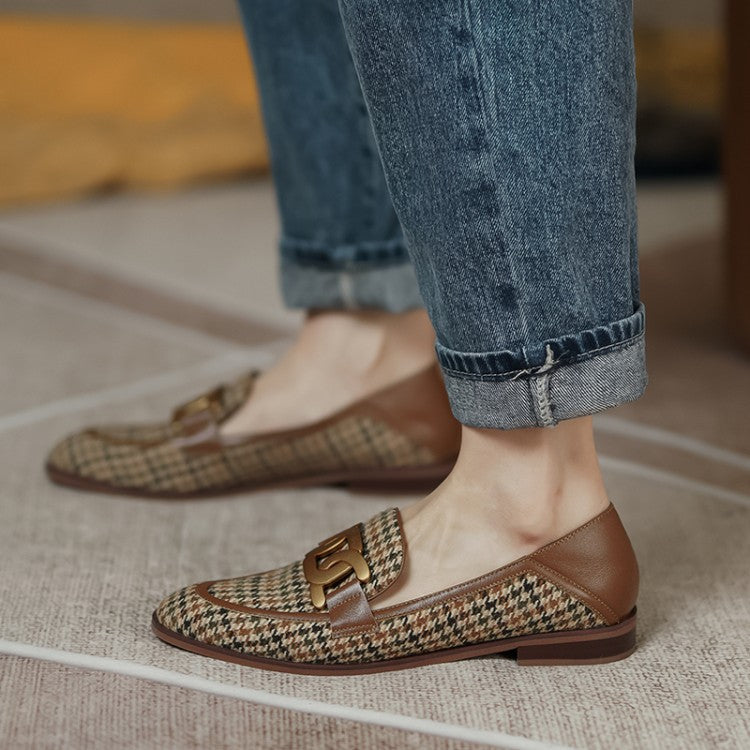 Puzzle Handmade Plaid Loafers Newgew