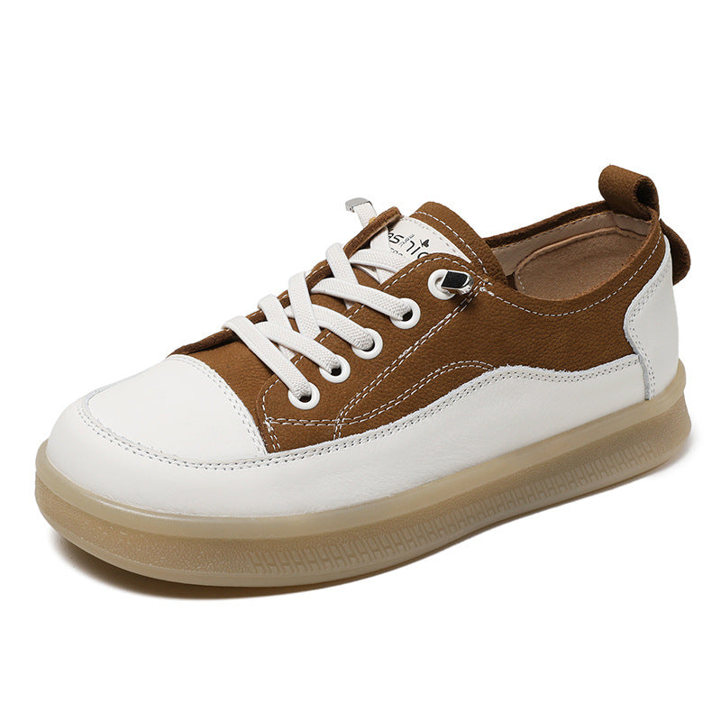 Women Fashion Patchwork Leather Flat Casual Shoes Newgew Shoes