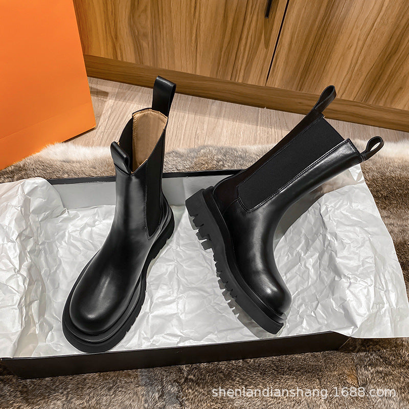 Thick-soled British style Chelsea boots
