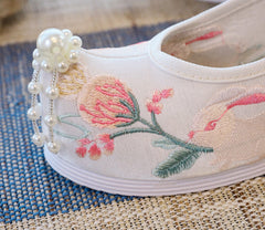 Women's Language Matching Ancient Style Embroidered Height Increasing Canvas Shoes Newgew