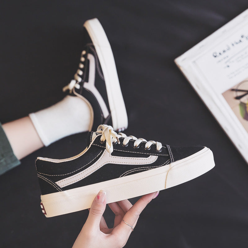 Graceful Classy Versatile Women's Black Fleece-lined Canvas Shoes Newgew