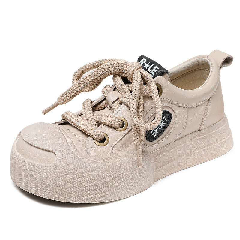 Women Leather Fashion Flat Casual Shoes Newgew Shoes