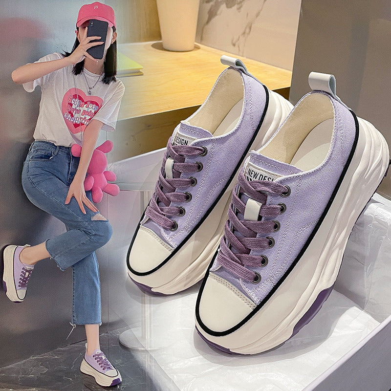 Women's Summer Breathable Korean Style Platform Height Canvas Shoes Newgew