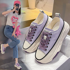 Women's Summer Breathable Korean Style Platform Height Canvas Shoes Newgew