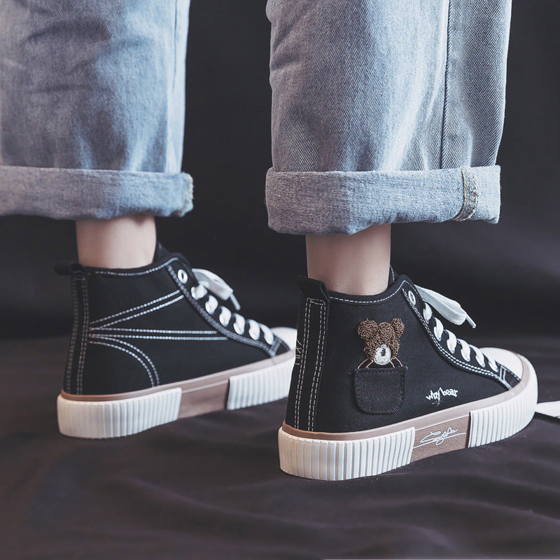 Women's Embroidery Spring Three Times Vulcanized Canvas Shoes Newgew