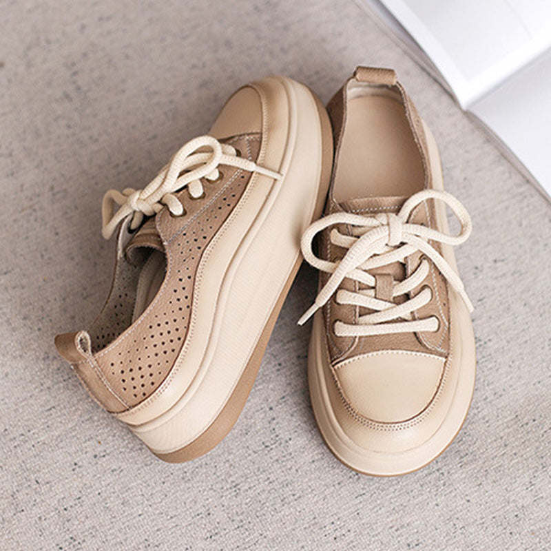 Women Breathable Soft Hollow Leather Casual Shoes Newgew Shoes