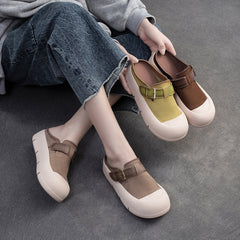 Women Minimalist Leather Soft Flat Casual Mules Newgew Shoes