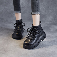 Women Casual Leather Platform Ankle Boots Newgew Shoes