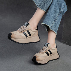 Women Fashion Leather Flat Thick Soled Casual Shoes Newgew Shoes