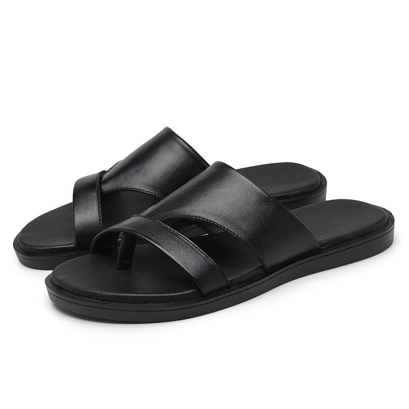 Men Summer Cowhide Slide Sandals Newgew Shoes