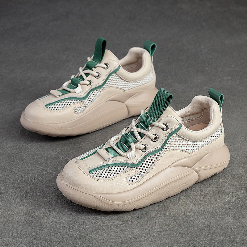 Women Fashion Breathable Mesh Leather Casual Shoes Newgew Shoes