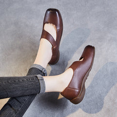 Women Retro Handmade Leather Flat Casual Shoes Newgew Shoes