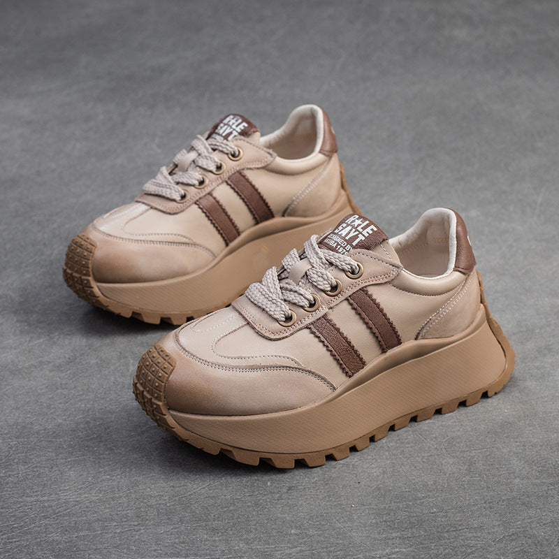 Women Fashion Leather Flat Thick Soled Casual Shoes Newgew Shoes