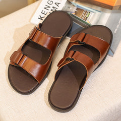 Men Summer Beach Outwear Leather Slide Sandals Newgew Shoes
