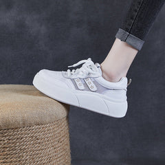 Women Fashion Breathable Leather Thick Soled Casual Shoes Newgew Shoes