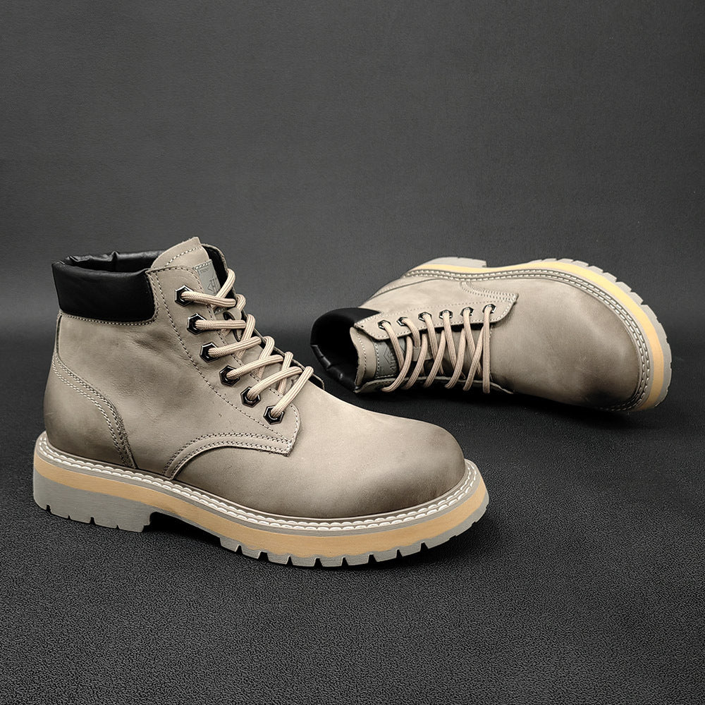 Men Stylish Leather Casual Work Boots Newgew Shoes