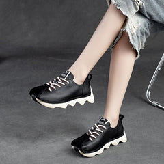 Women Retro Casual leather Lug Sole Sneakers Newgew Shoes