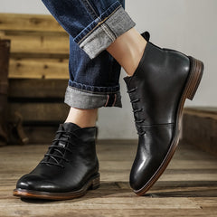 Men Retro Business Cowhide Ankle Boots Newgew Shoes