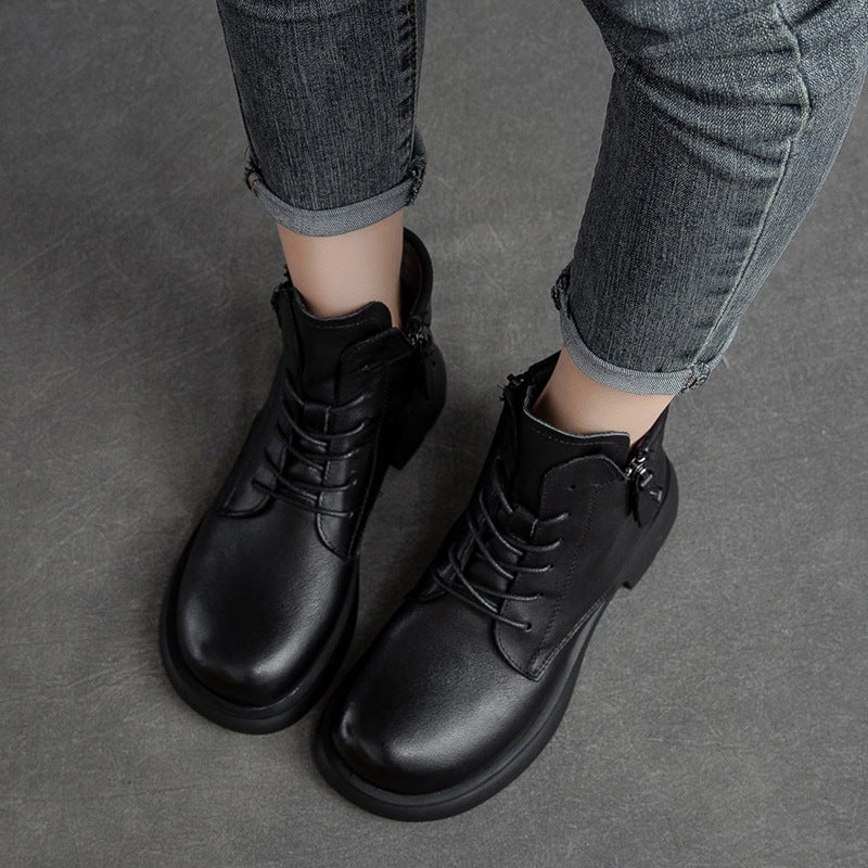 Women Retro Minimalist Leather Handmade Casual Boots Newgew Shoes