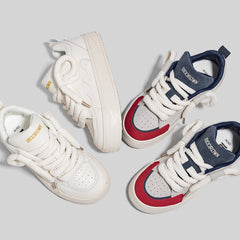 Women's Spring Thick Bottom Retro Red Design Sneakers Newgew