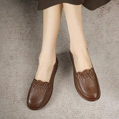 Women Retro Leather Soft Antislip Casual Shoes Newgew Shoes