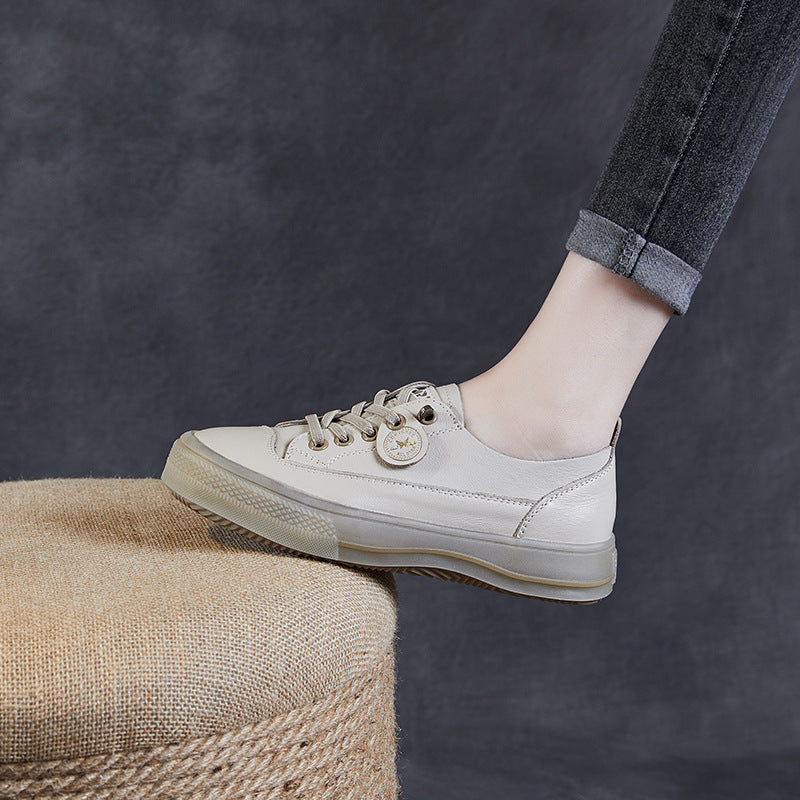 Women Fashion Minimalist Leather Flat Casual Shoes Newgew Shoes