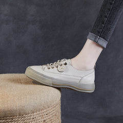 Women Fashion Minimalist Leather Flat Casual Shoes Newgew Shoes
