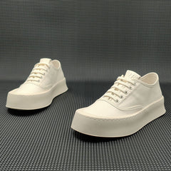 Men Minimalist Solid Leather Thick Soled Casual Shoes Newgew Shoes