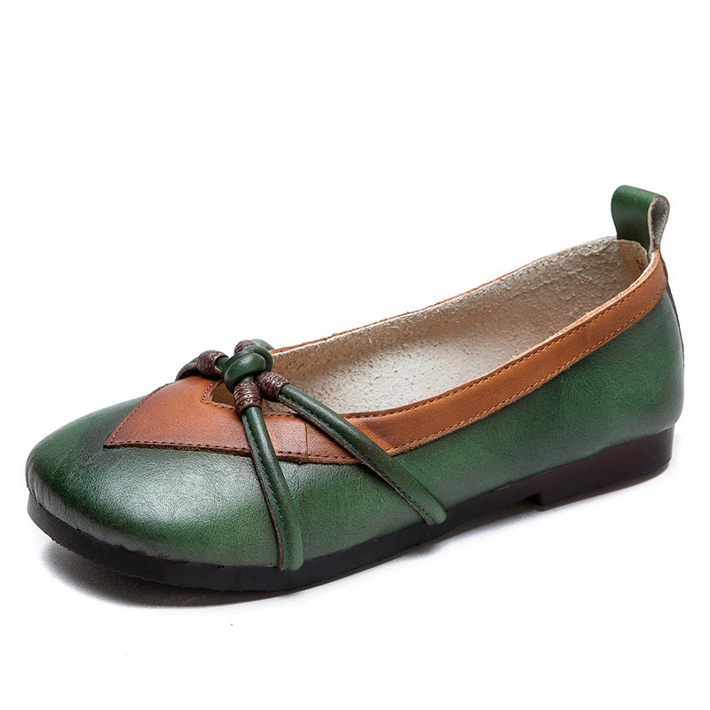 Women Retro Leather Soft Casual Flats Shoes Newgew Shoes