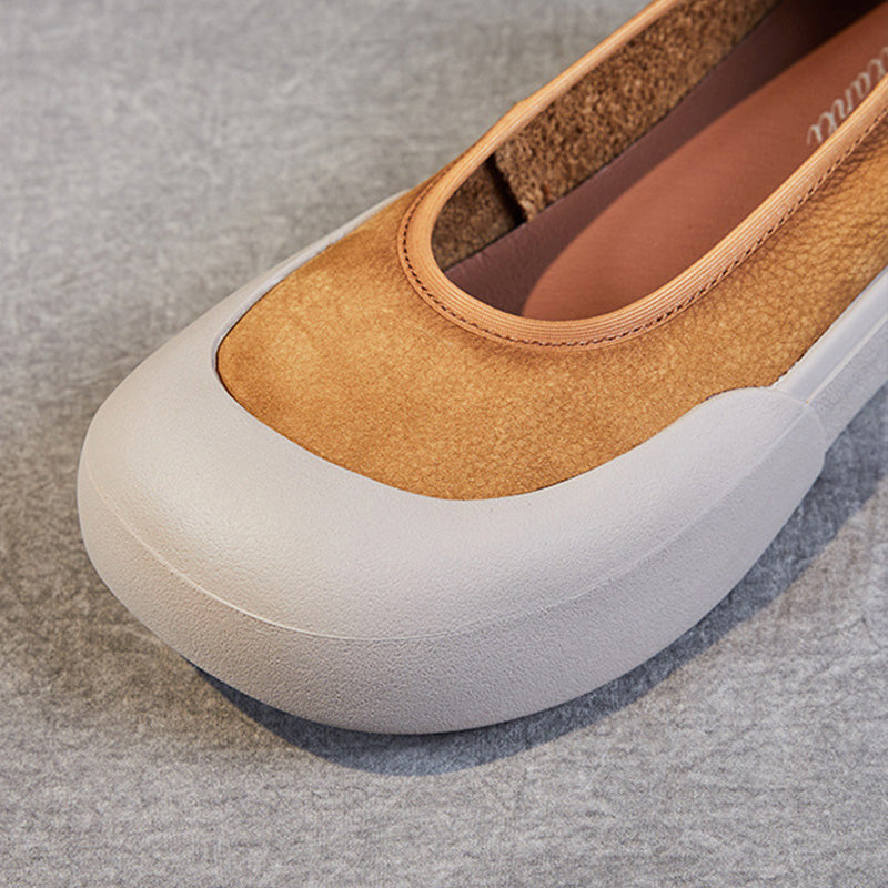 Women Minimalist Soft Leather Thick Soled Flats Newgew Shoes