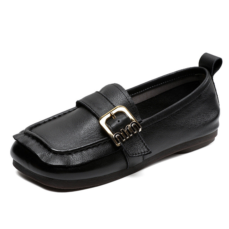 Women Retro Leather Soft Casual Loafers Newgew Shoes