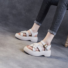 Women Casual Plaited Leather Soft Summer Sandals Newgew Shoes