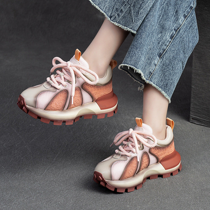Women Fashion Patchwork Lug Sole Casual Shoes Newgew Shoes