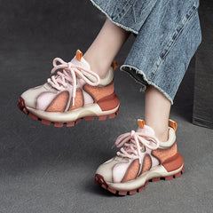 Women Fashion Patchwork Lug Sole Casual Shoes Newgew Shoes