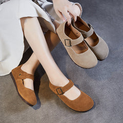 Women Retro Suede Flat Minimalism Casual Shoes Newgew Shoes