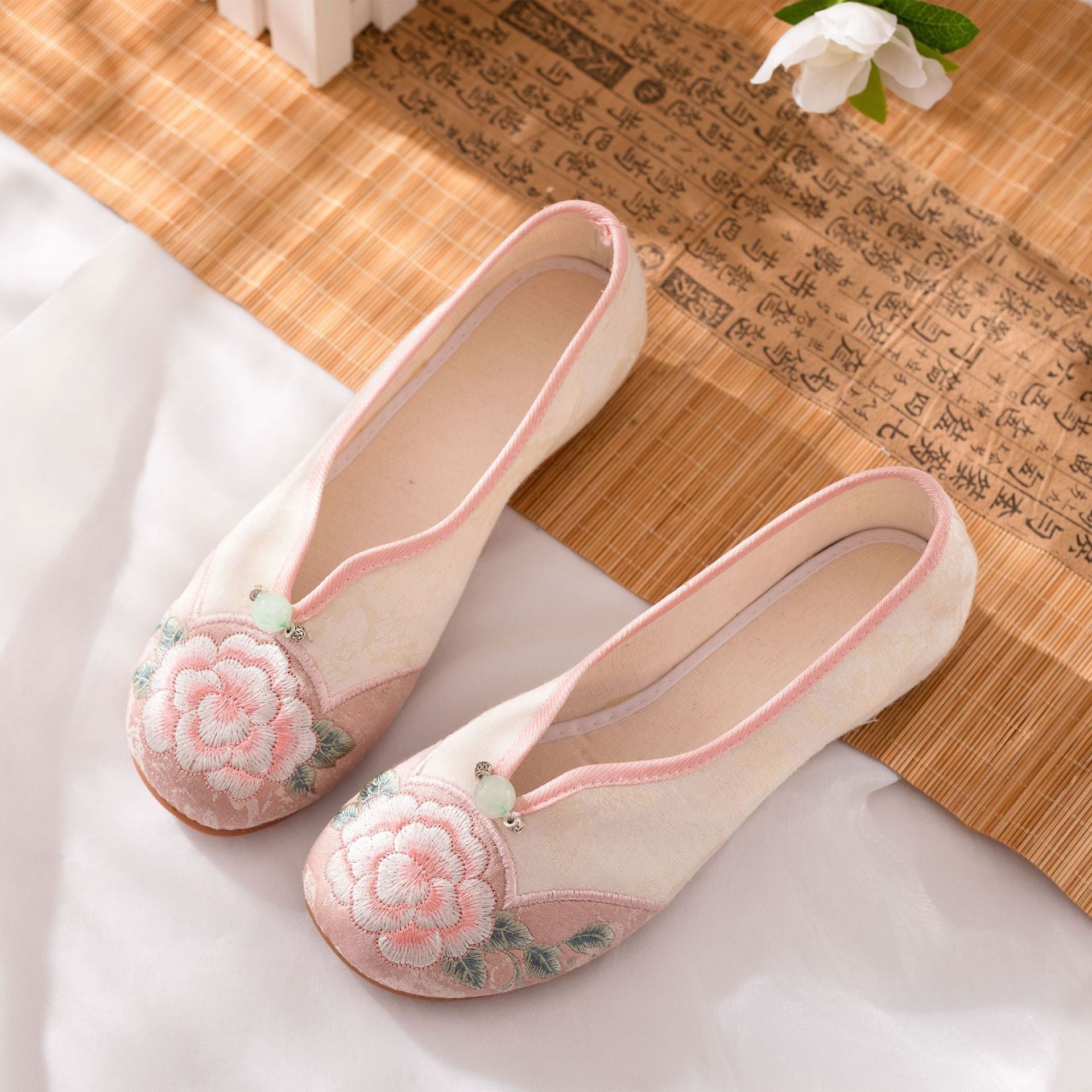 Women's Low Chinese Cheongsam Pumps Height Increasing Canvas Shoes Newgew