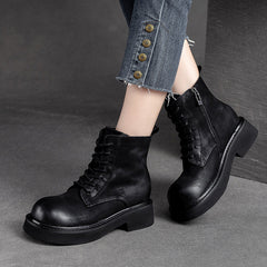 Women Classic Leather Round Head Casual Boots Newgew Shoes